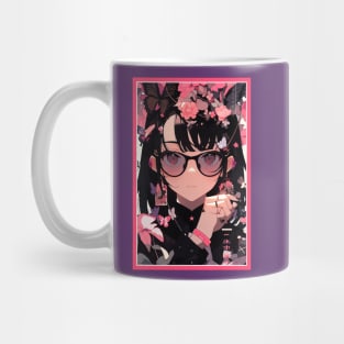 Aesthetic Anime Girl Pink Black | Quality Aesthetic Anime Design | Premium Chibi Manga Anime Art Mug